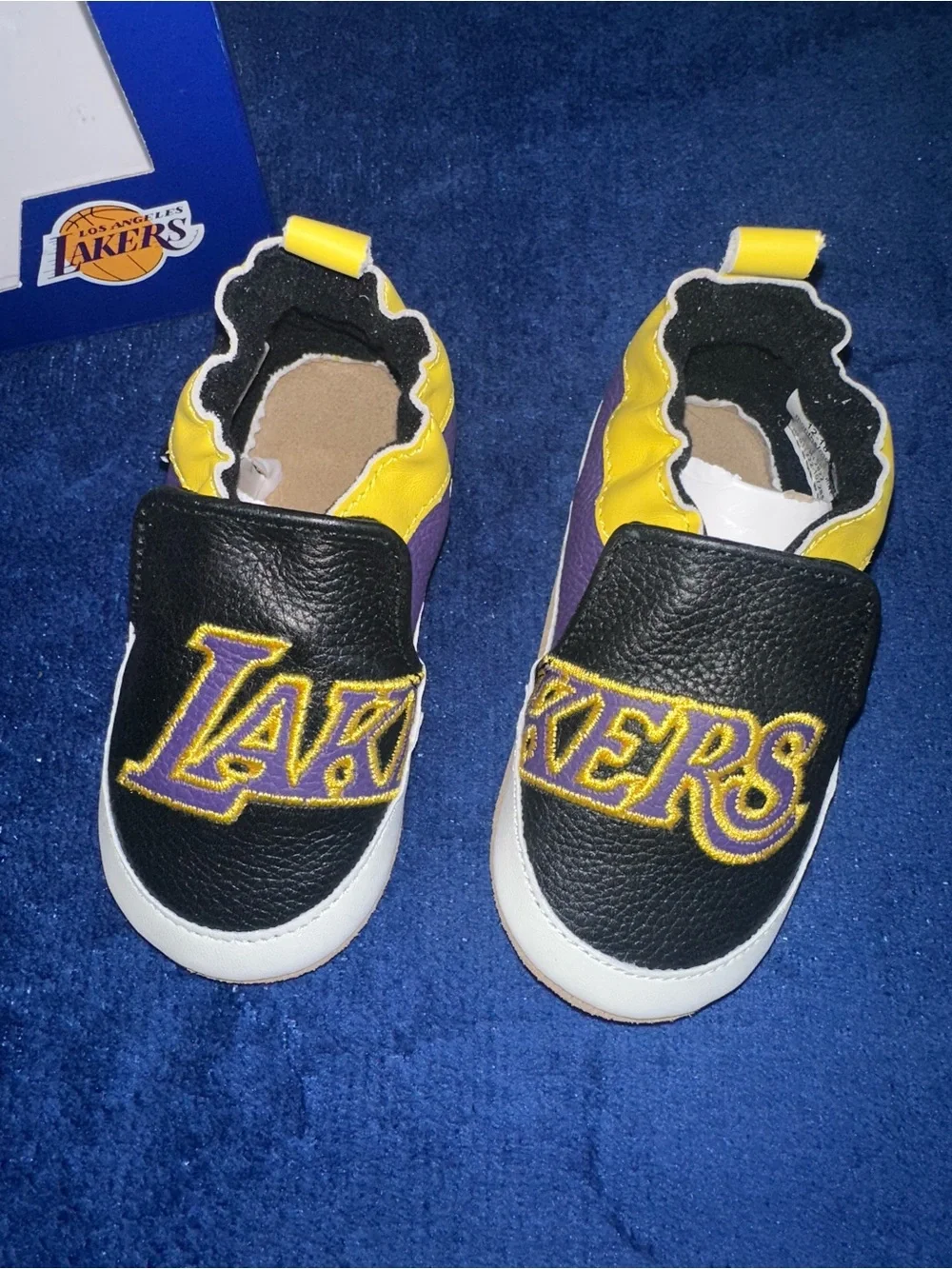 Robeez NBA LA Lakers Logo Soft Soles Baby Slip On Crib Shoes Size 12-18 NEW